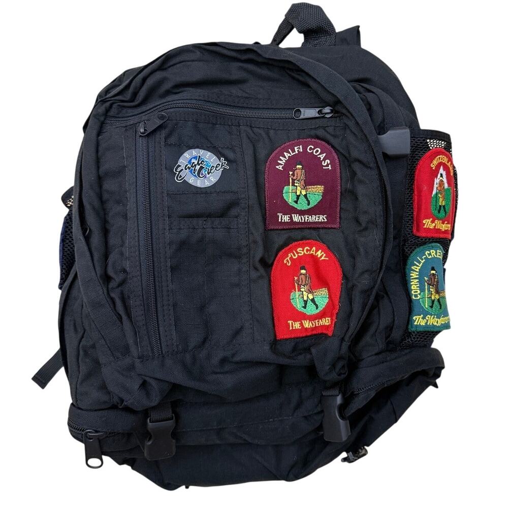 Vintage Eagle Creek Travel Gear black bag with Wayfarers travel patches